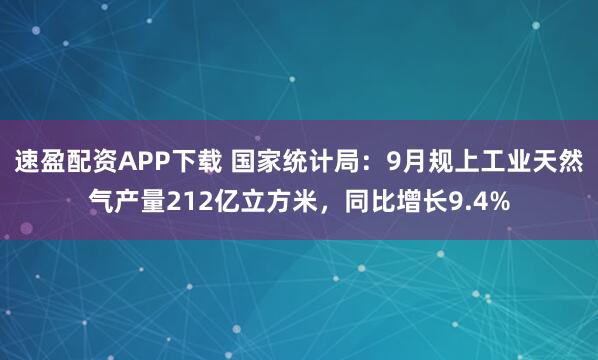 速盈配资APP下载 国家统计局：9月规上工业天然气产量212亿立方米，同比增长9.4%