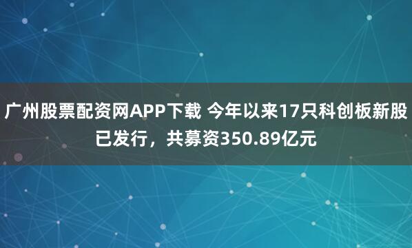 广州股票配资网APP下载 今年以来17只科创板新股已发行，共募资350.89亿元